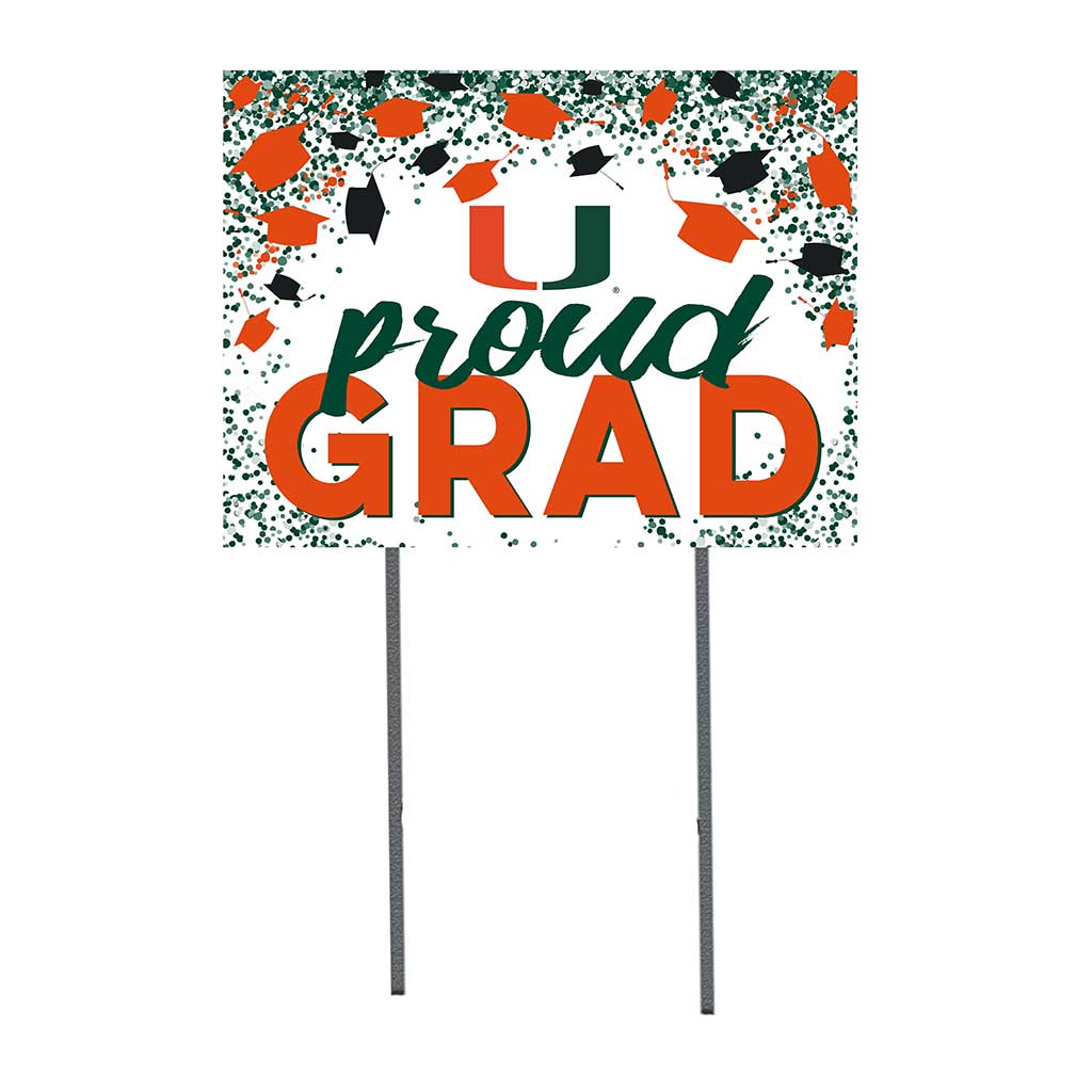 18x24 Lawn Sign Grad with Cap and Confetti Miami Hurricanes