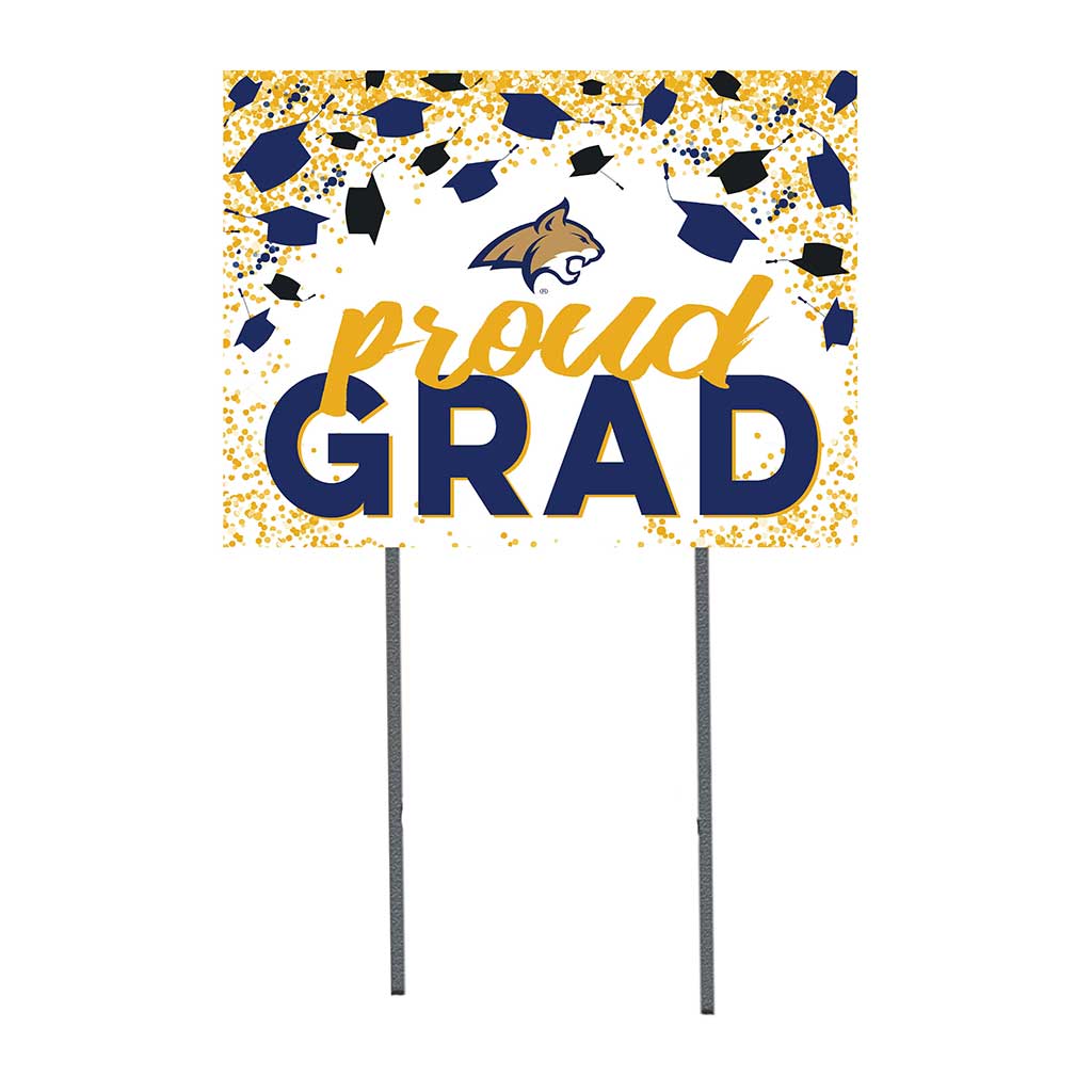 18x24 Lawn Sign Grad with Cap and Confetti Montana State Fighting Bobcats