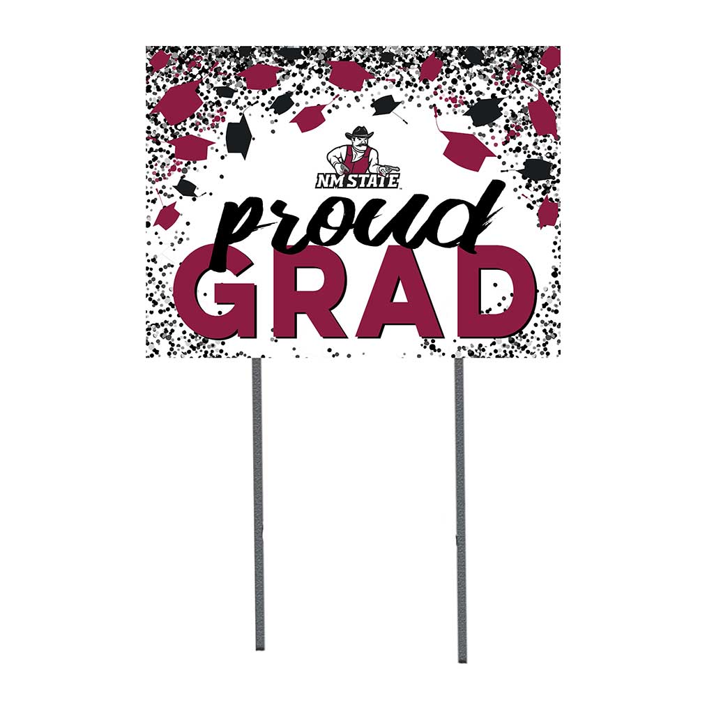 18x24 Lawn Sign Grad with Cap and Confetti New Mexico State Aggies
