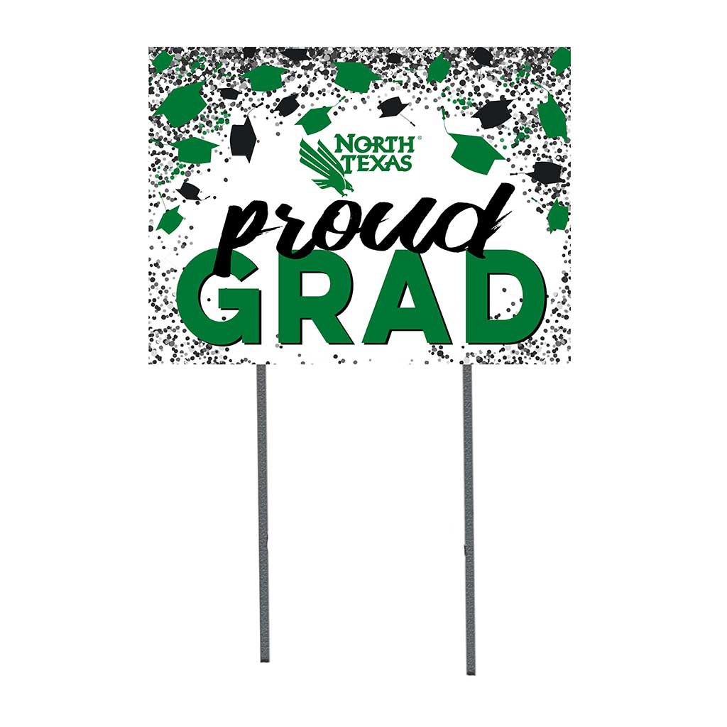 18x24 Lawn Sign Grad with Cap and Confetti North Texas Mean Green