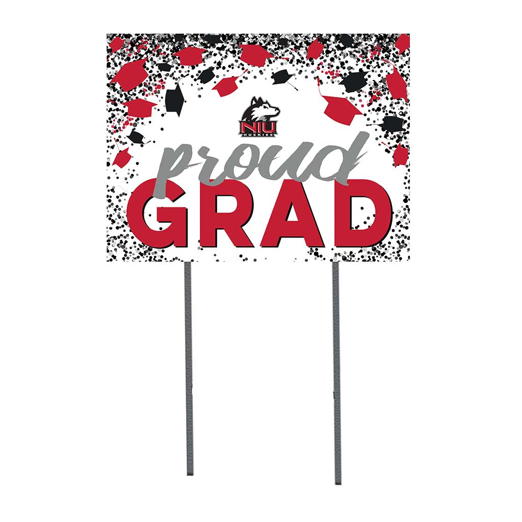18x24 Lawn Sign Grad with Cap and Confetti Northern Illinois Huskies