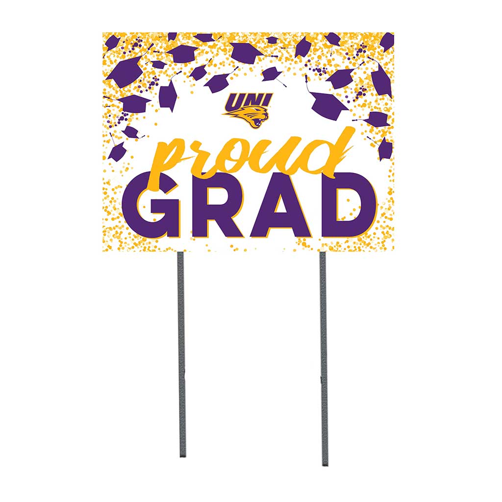 18x24 Lawn Sign Grad with Cap and Confetti Northern Iowa Panthers