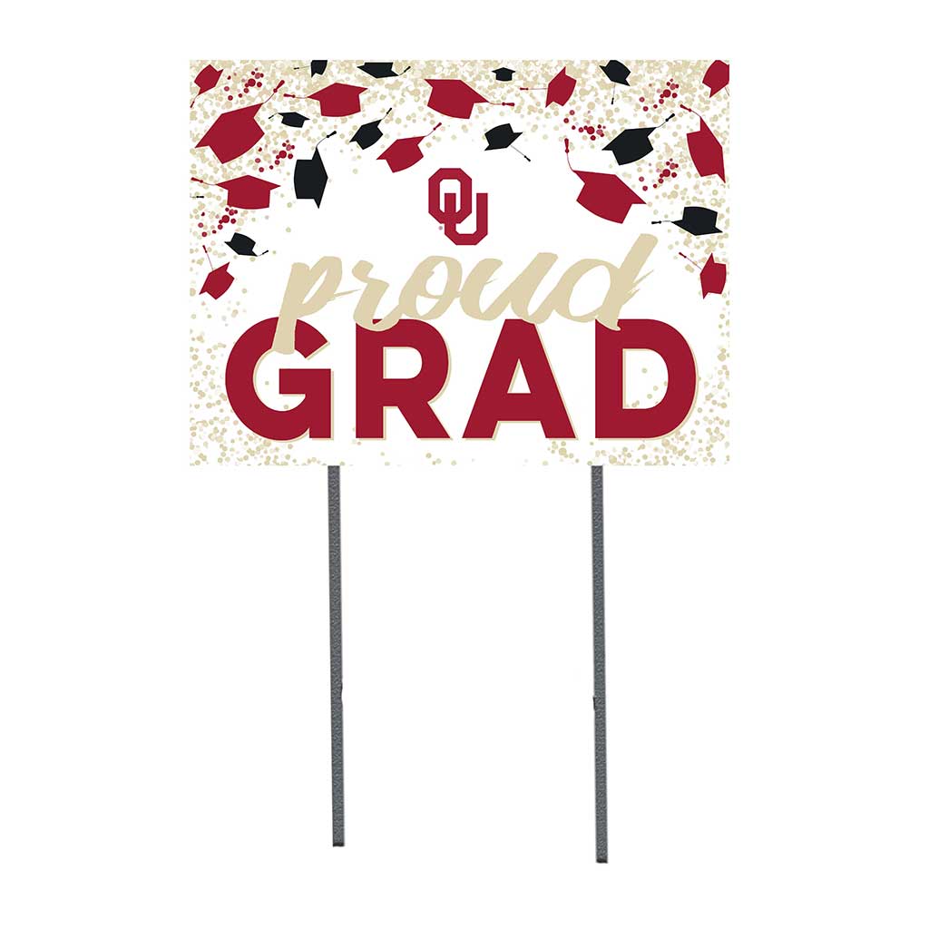 18x24 Lawn Sign Grad with Cap and Confetti Oklahoma Sooners