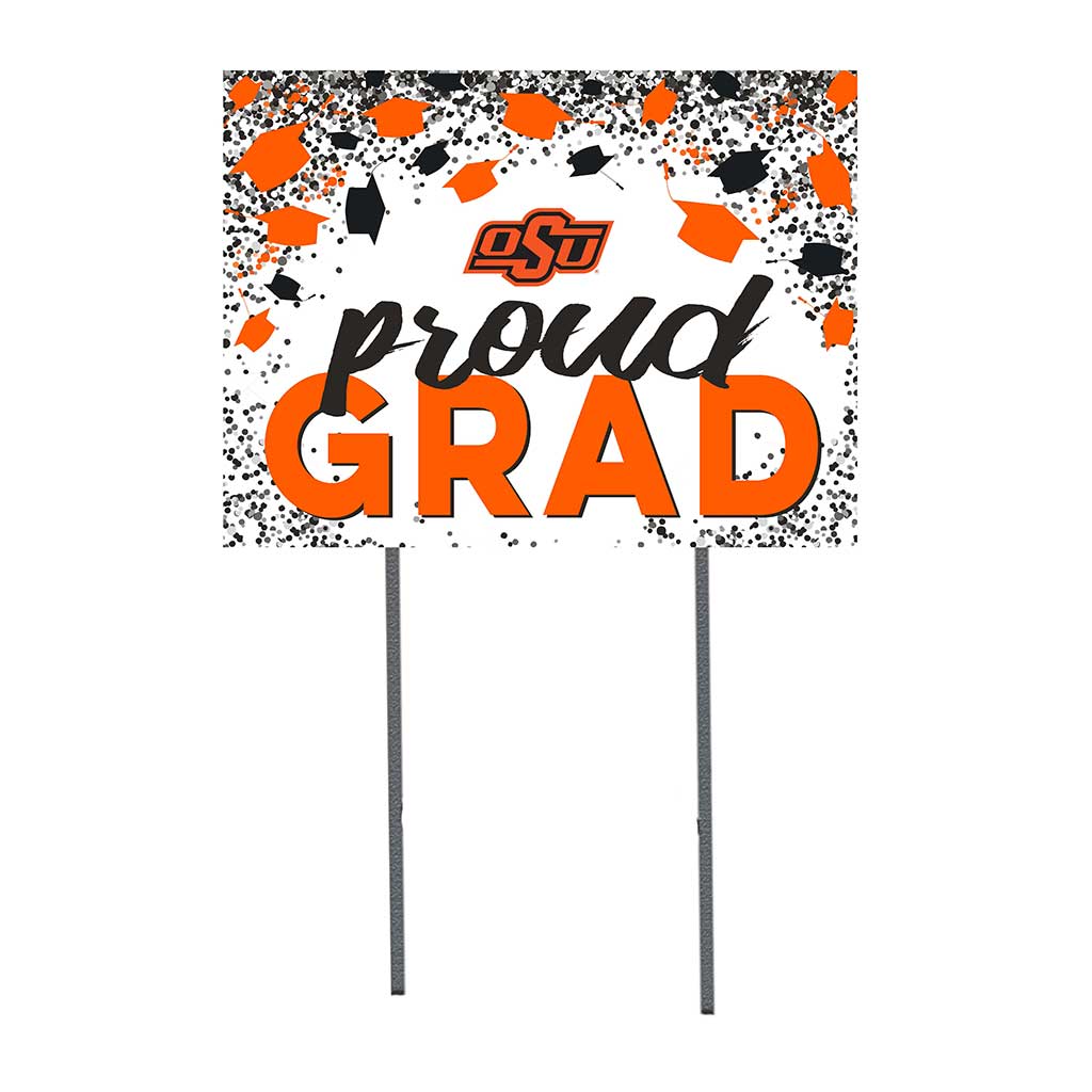 18x24 Lawn Sign Grad with Cap and Confetti Oklahoma State Cowboys