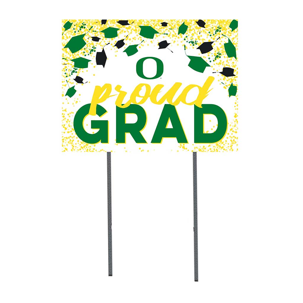 18x24 Lawn Sign Grad with Cap and Confetti Oregon Ducks