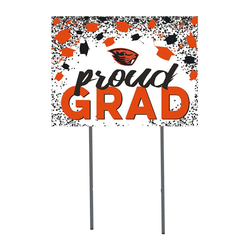18x24 Lawn Sign Grad with Cap and Confetti Oregon State Beavers