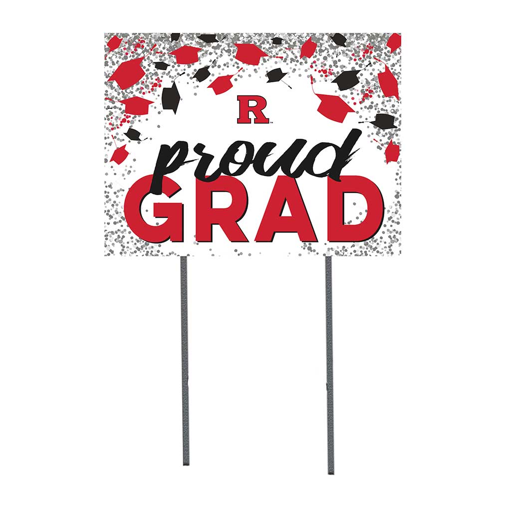 18x24 Lawn Sign Grad with Cap and Confetti Rutgers Scarlet Knights
