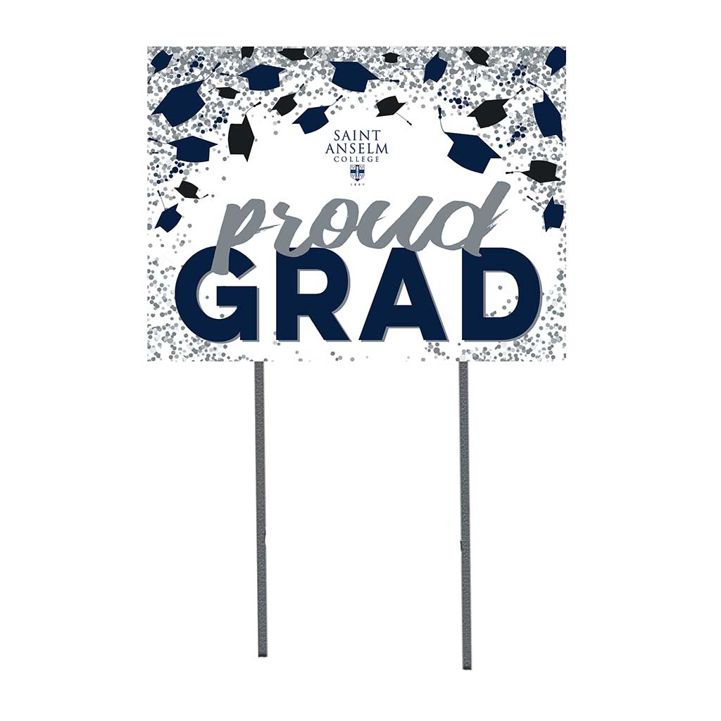 18x24 Lawn Sign Grad with Cap and Confetti Saint Anselm College Hawks