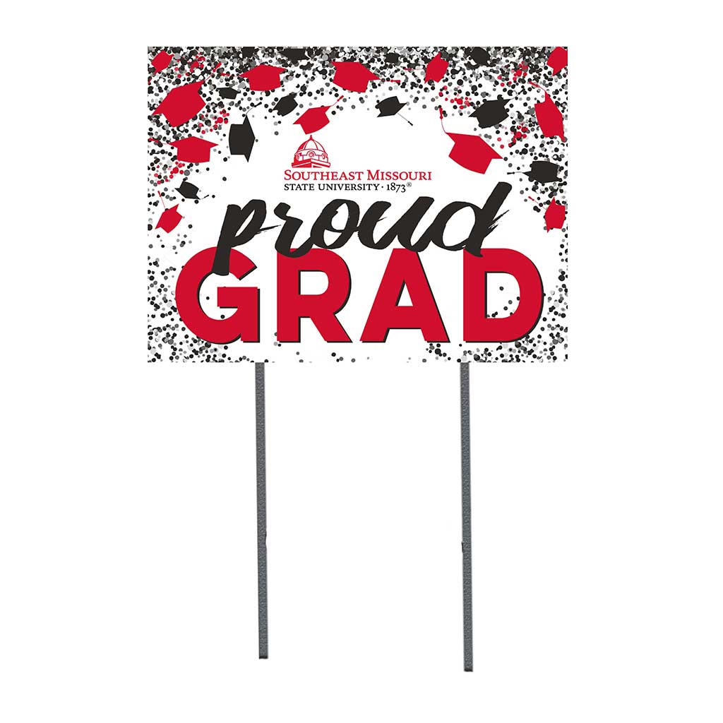 18x24 Lawn Sign Grad with Cap and Confetti Southeast Missouri State Redhawks
