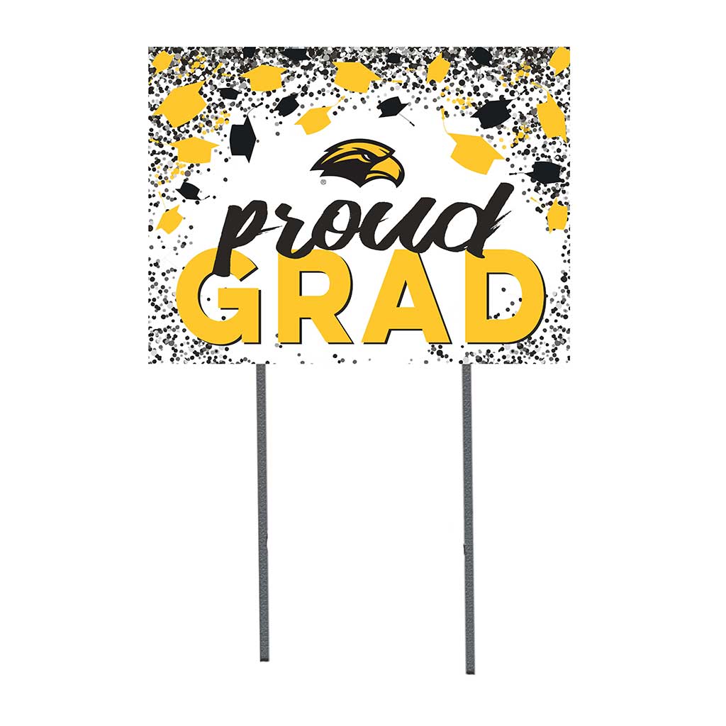 18x24 Lawn Sign Grad with Cap and Confetti Southern Mississippi Golden Eagles