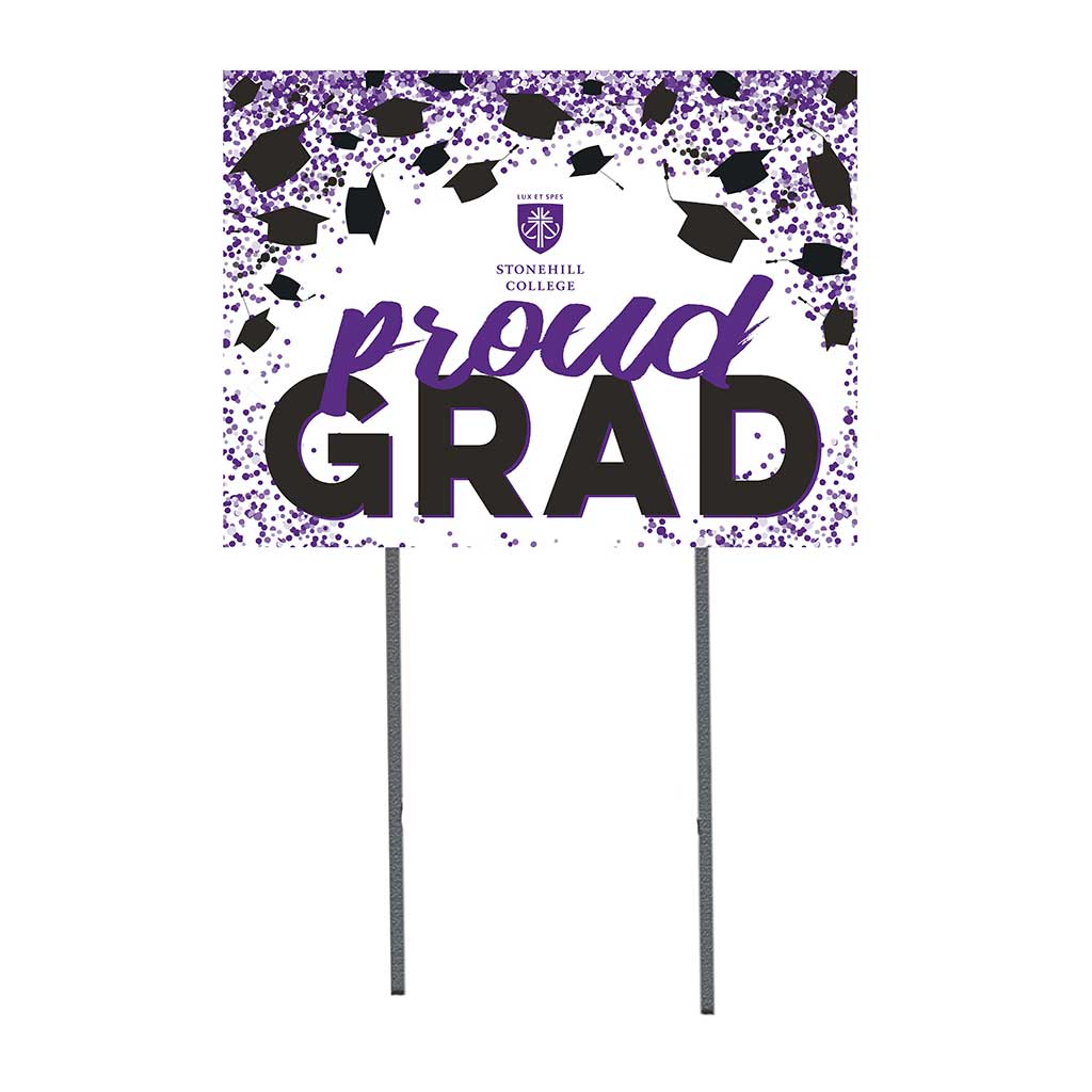 18x24 Lawn Sign Grad with Cap and Confetti Stonehill College Skyhawks