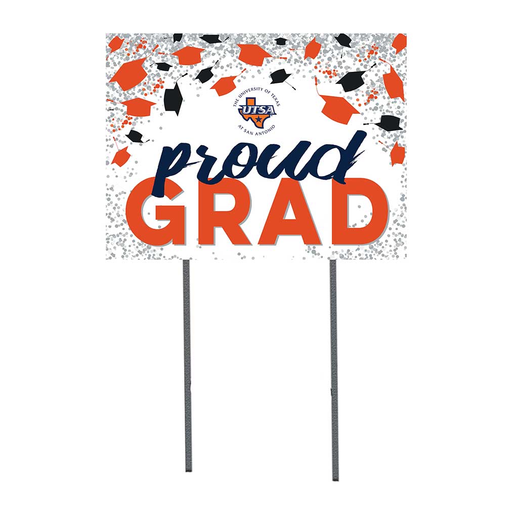 18x24 Lawn Sign Grad with Cap and Confetti Texas at San Antonio Roadrunners