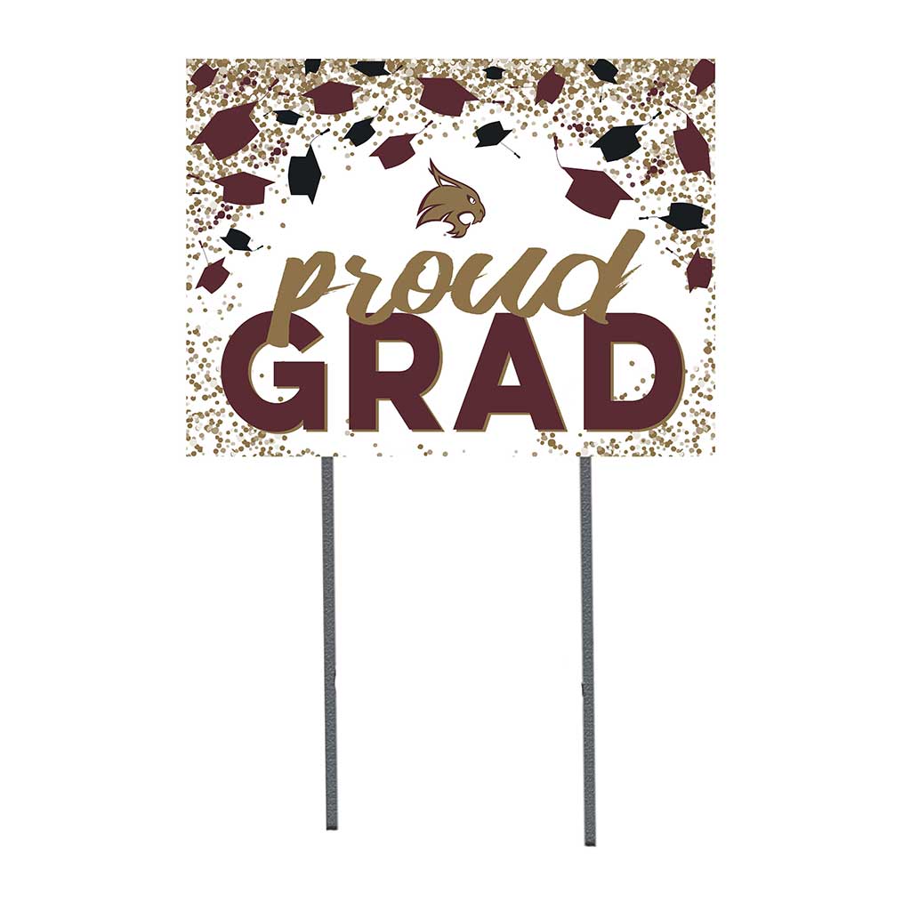 18x24 Lawn Sign Grad with Cap and Confetti Texas State Bobcats