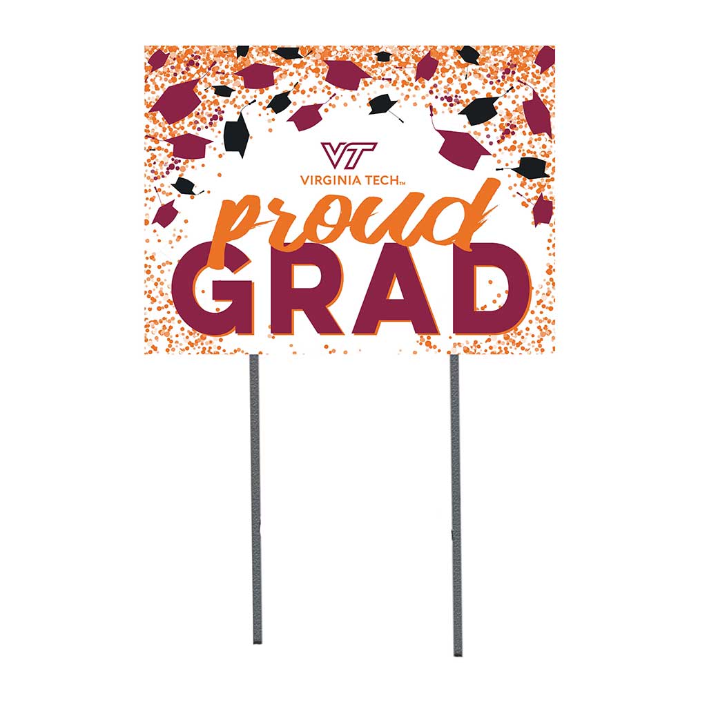 18x24 Lawn Sign Grad with Cap and Confetti Virginia Tech Hokies
