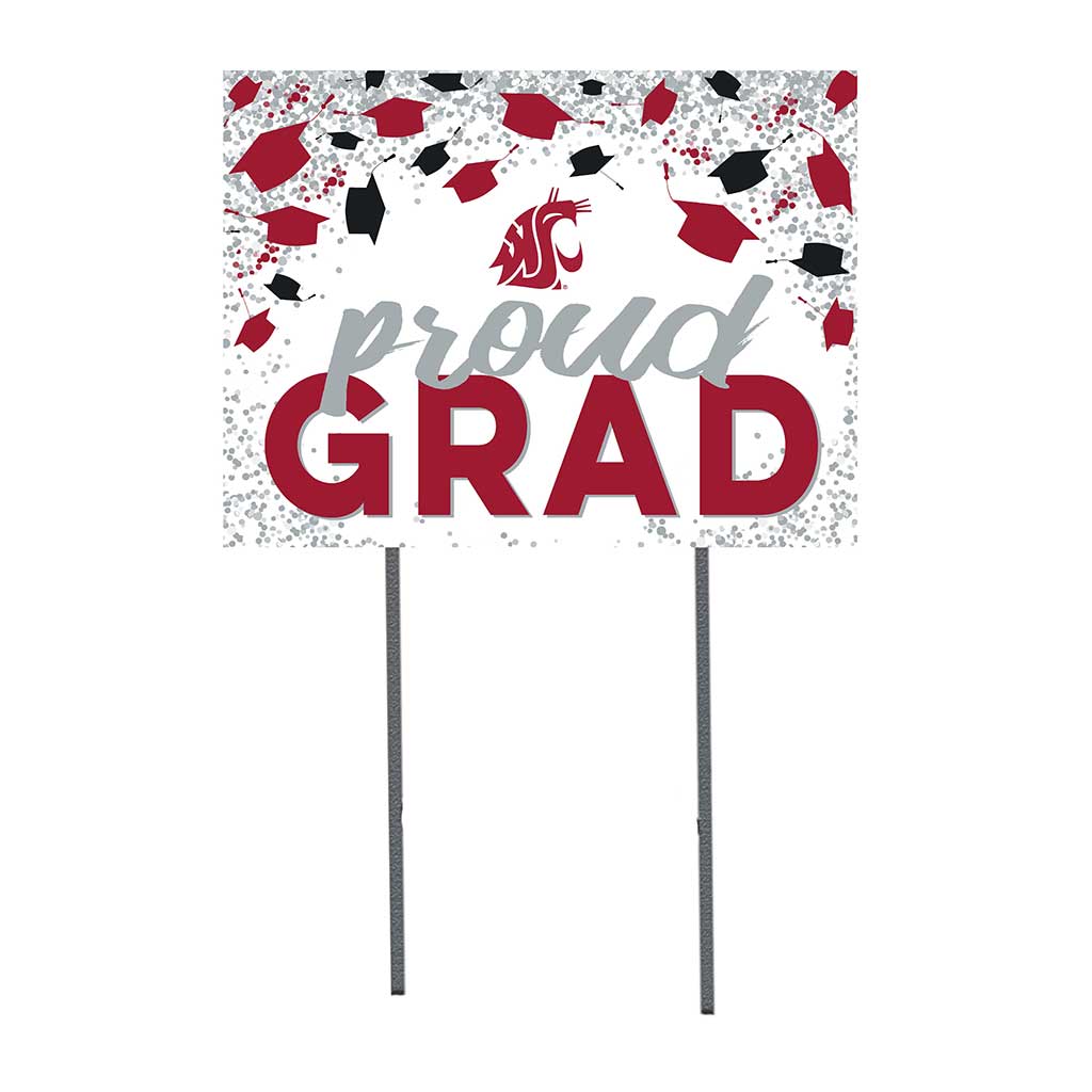 18x24 Lawn Sign Grad with Cap and Confetti Washington State Cougars