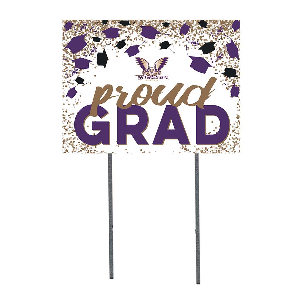 18x24 Lawn Sign Grad with Cap and Confetti Westminster College Griffins