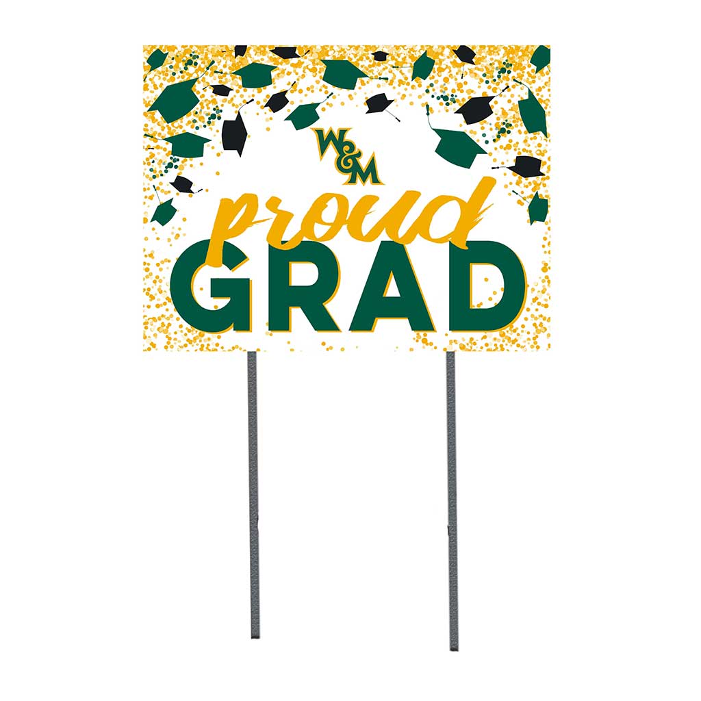 18x24 Lawn Sign Grad with Cap and Confetti William and Mary Tribe