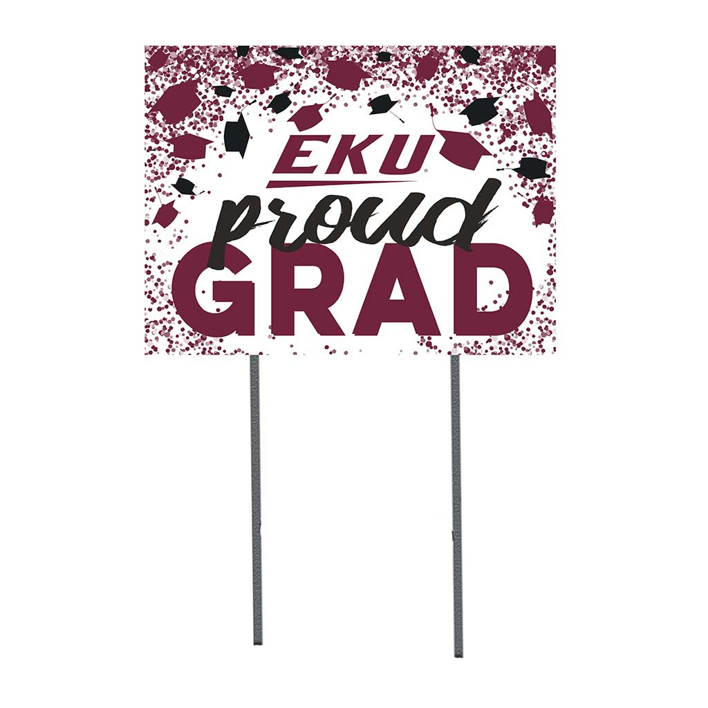 18x24 Lawn Sign Grad with Cap and Confetti Eastern Kentucky University Colonels