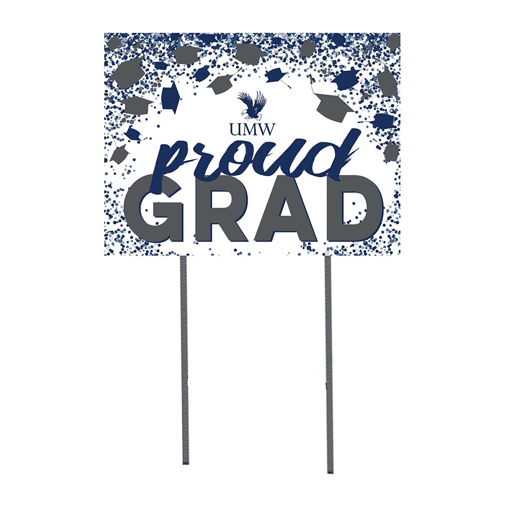 18x24 Lawn Sign Grad with Cap and Confetti University of Mary Washington Eagles