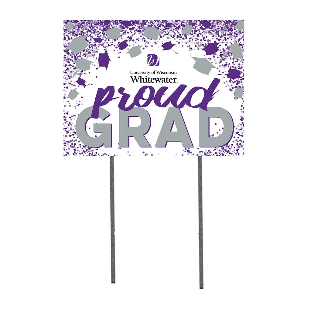 18x24 Lawn Sign Grad with Cap and Confetti University of Wisconsin Whitewater Warhawks