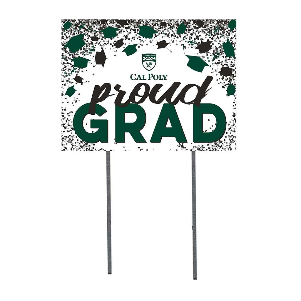 18x24 Lawn Sign Grad with Cap and Confetti California Polytechnic State Mustangs