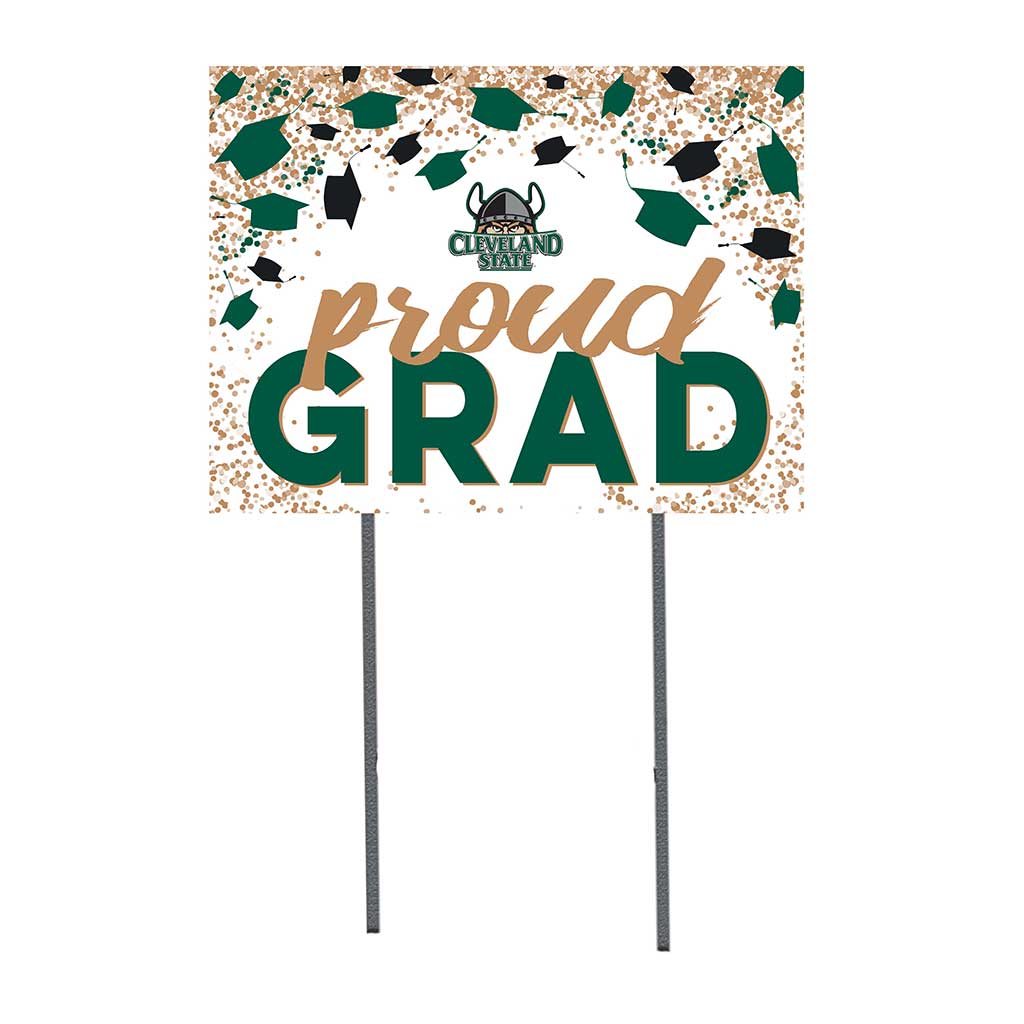 18x24 Lawn Sign Grad with Cap and Confetti Cleveland State Vikings