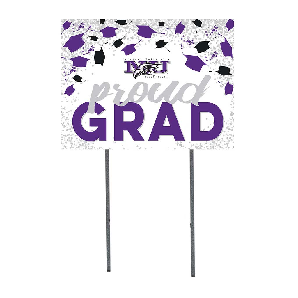 18x24 Lawn Sign Grad with Cap and Confetti Niagara University Purple Eagles