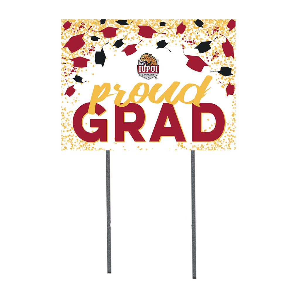 18x24 Lawn Sign Grad with Cap and Confetti Indiana-Purdue Indianapolis Jaguars