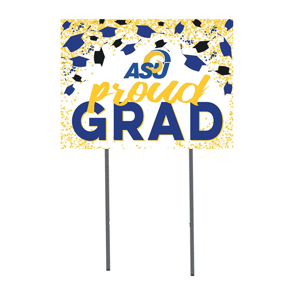 18x24 Lawn Sign Proud Grad with Cap and Confetti Angelo State University Rams