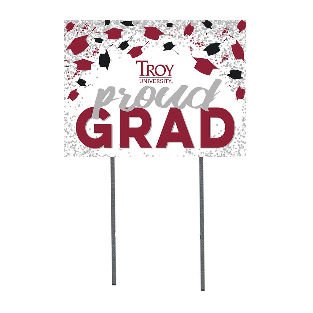 18x24 Lawn Sign Grad with Cap and Confetti Troy Trojans