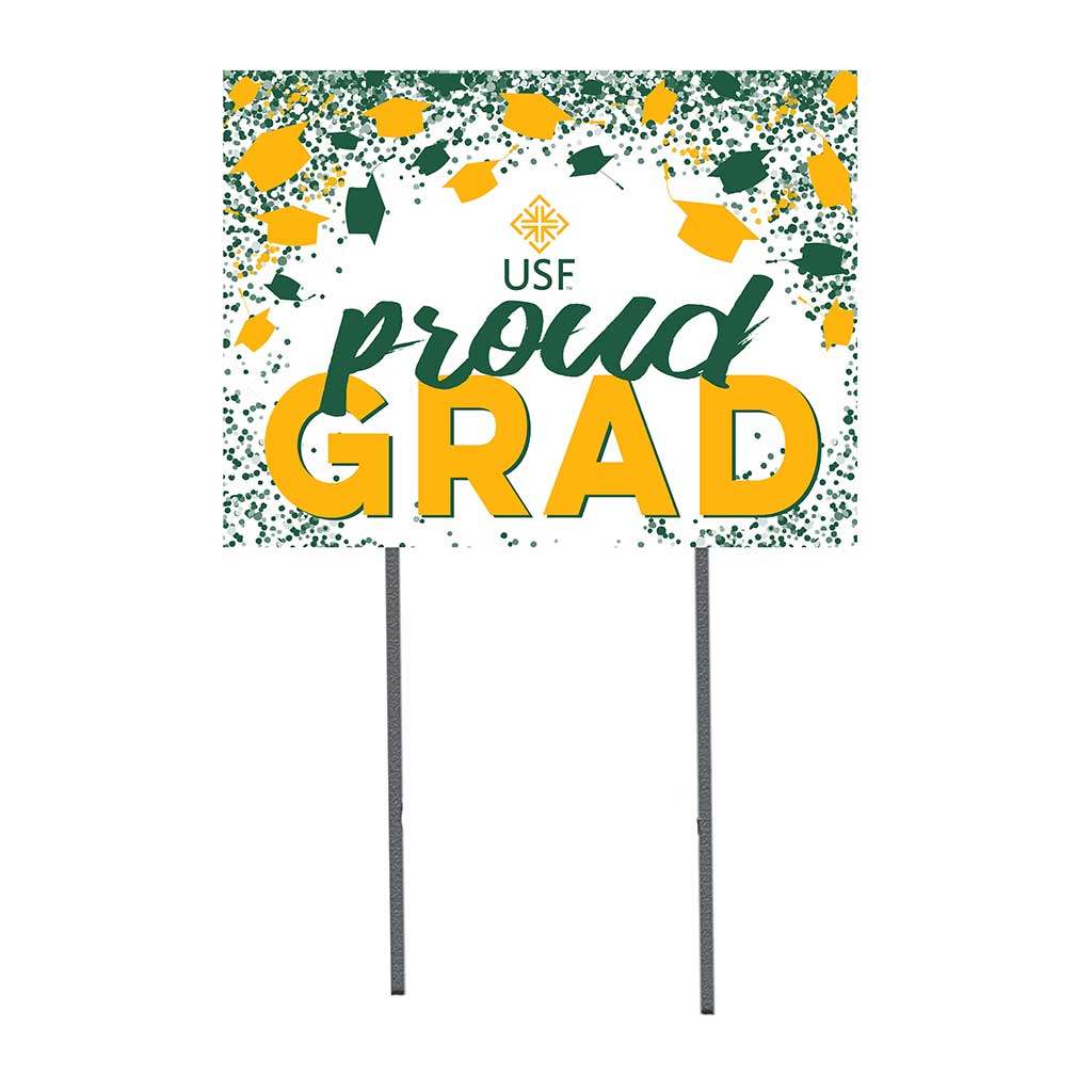 18x24 Lawn Sign Grad with Cap and Confetti San Francisco Dons