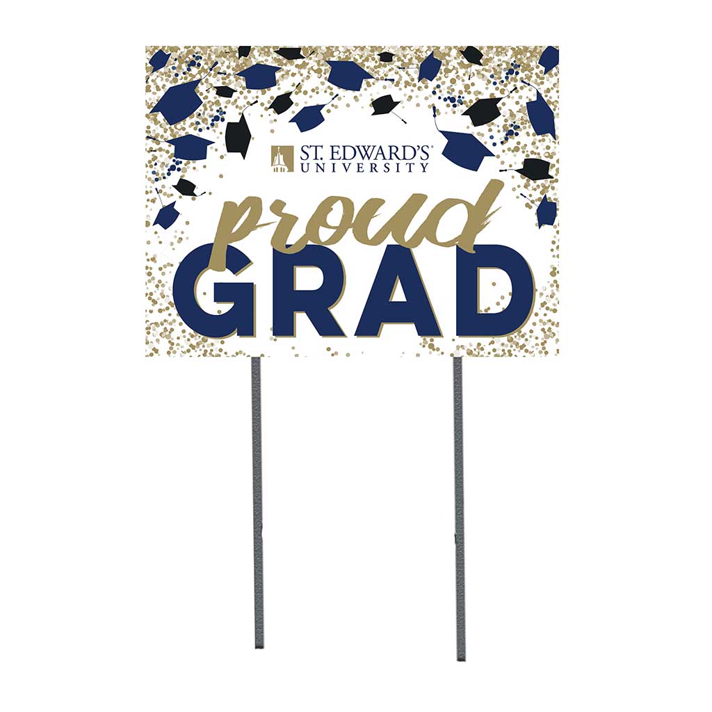 18x24 Lawn Sign Grad with Cap and Confetti St. Edwards University Hilltoppers