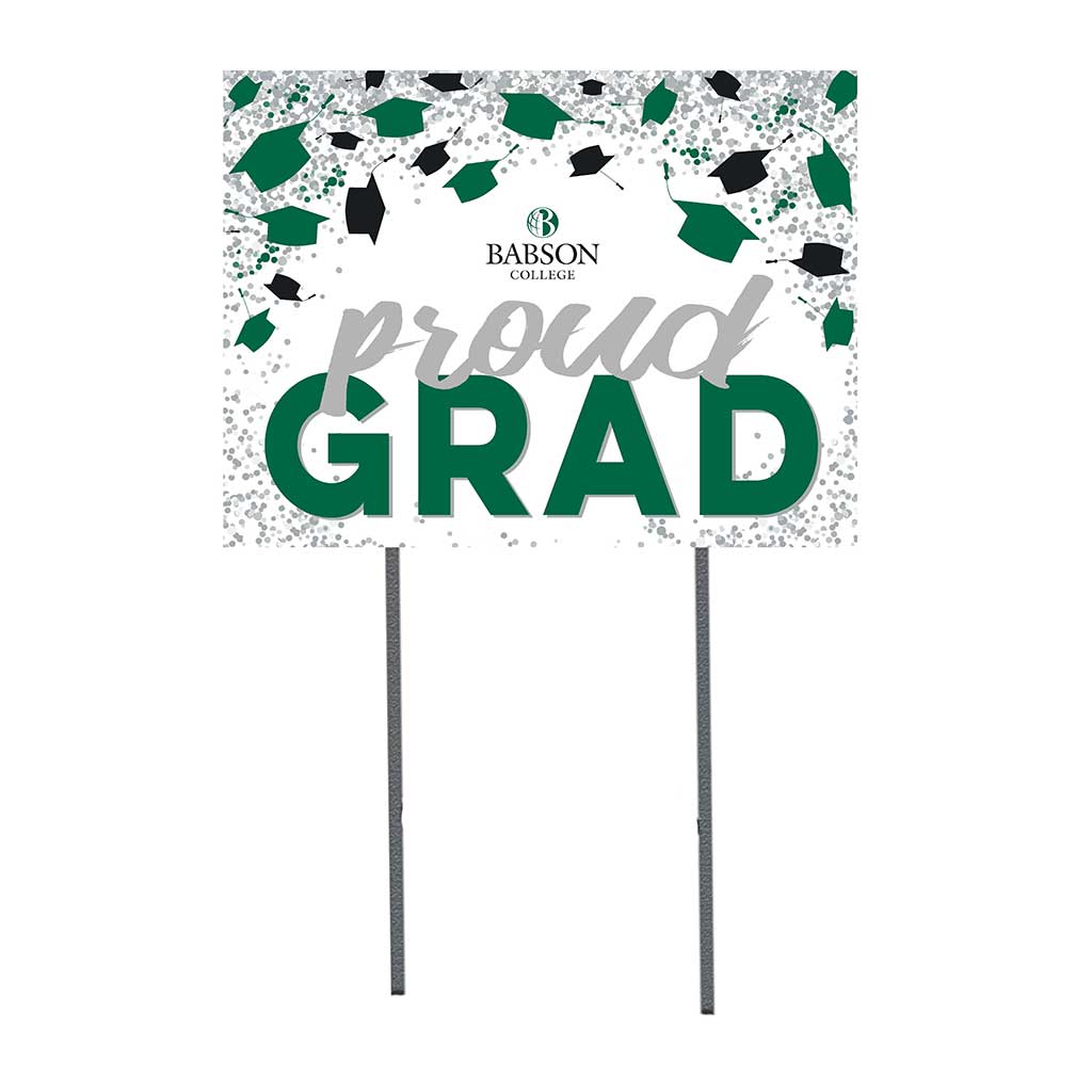 18x24 Lawn Sign Grad with Cap and Confetti Babson College Beavers