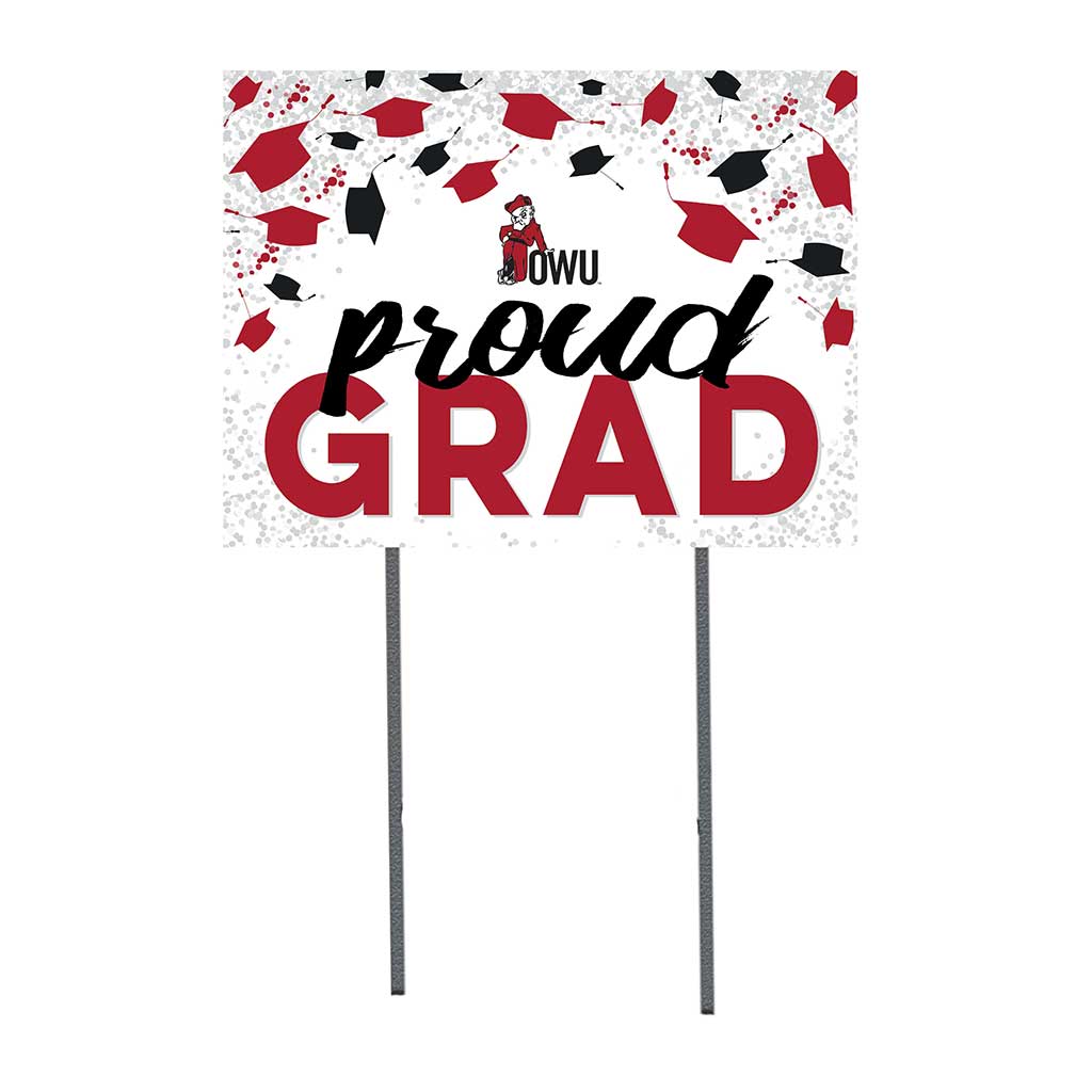 18x24 Lawn Sign Grad with Cap and Confetti Ohio Wesleyan University Battling Bishops