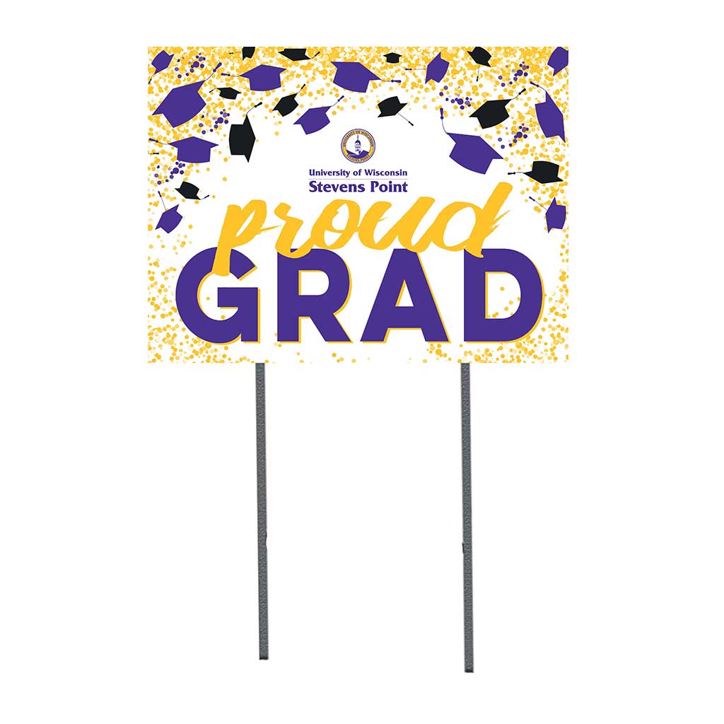 18x24 Lawn Sign Grad with Cap and Confetti University of Wisconsin Steven's Point Pointers
