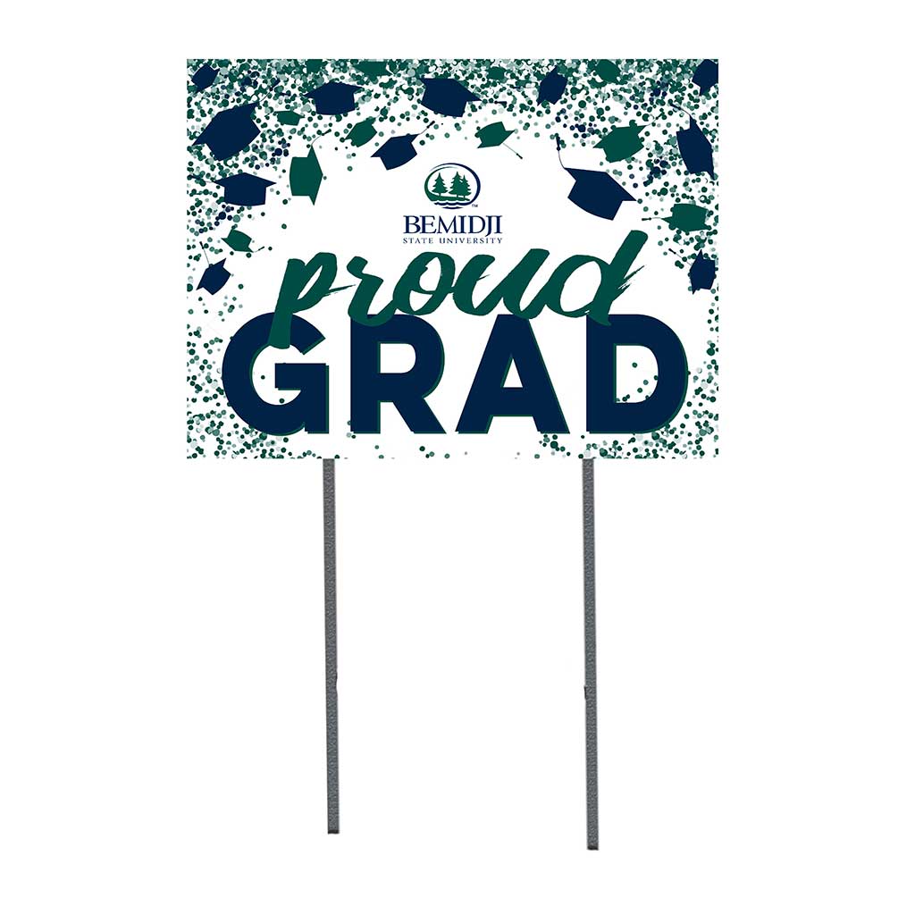 18x24 Lawn Sign Grad with Cap and Confetti Bemidji State University BEAVERS