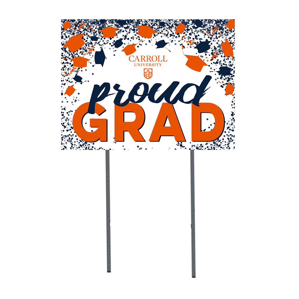 18x24 Lawn Sign Grad with Cap and Confetti Carroll University PIONEERS