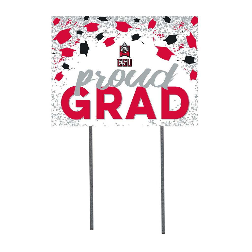 18x24 Lawn Sign Grad with Cap and Confetti East Stroudsburg University WARRIORS