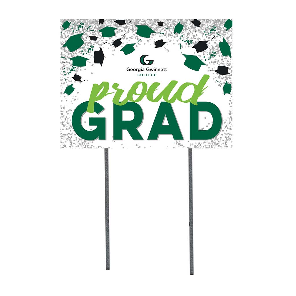 18x24 Lawn Sign Grad with Cap and Confetti Georgia Gwinnett College GRIZZLIES