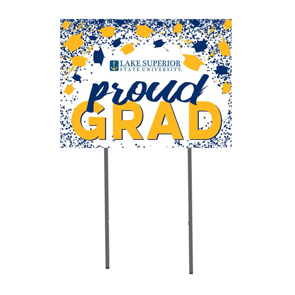 18x24 Lawn Sign Grad with Cap and Confetti Lake Superior State University LAKERS