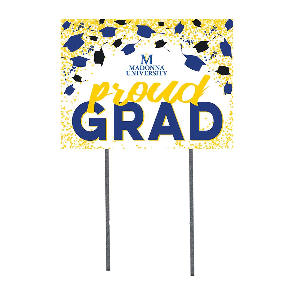 18x24 Lawn Sign Grad with Cap and Confetti Madonna University CRUSADERS