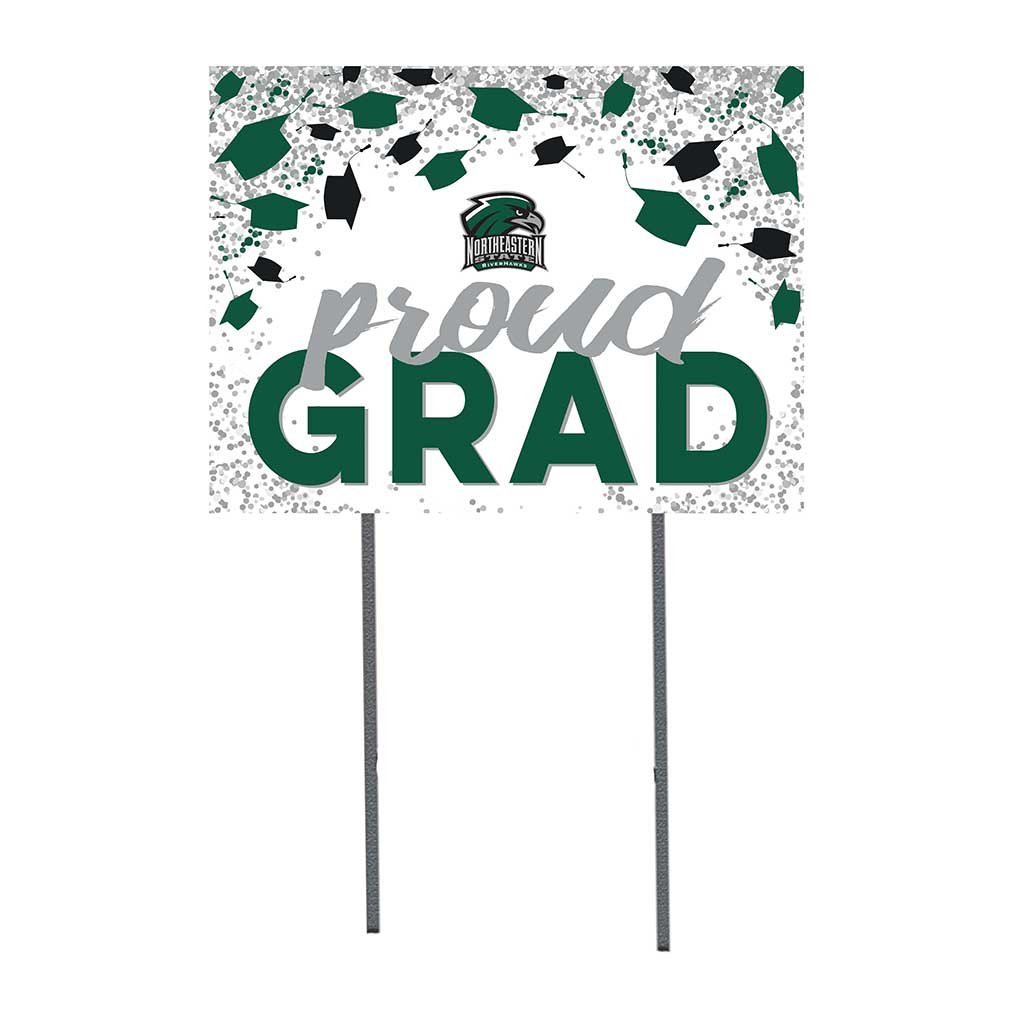 18x24 Lawn Sign Grad with Cap and Confetti Northeastern State University Riverhawks