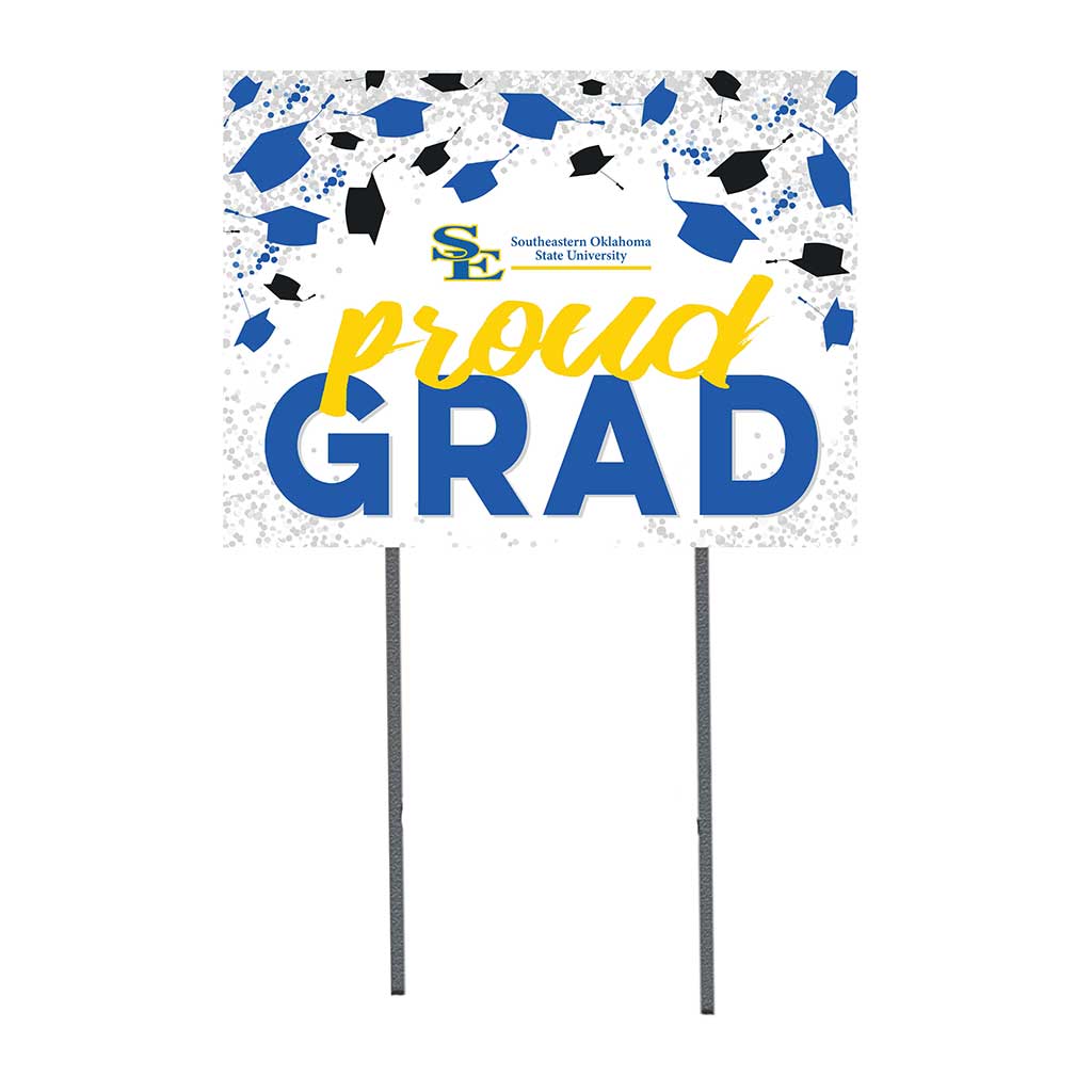 18x24 Lawn Sign Grad with Cap and Confetti Southeastern Oklahoma State University Savage Storm