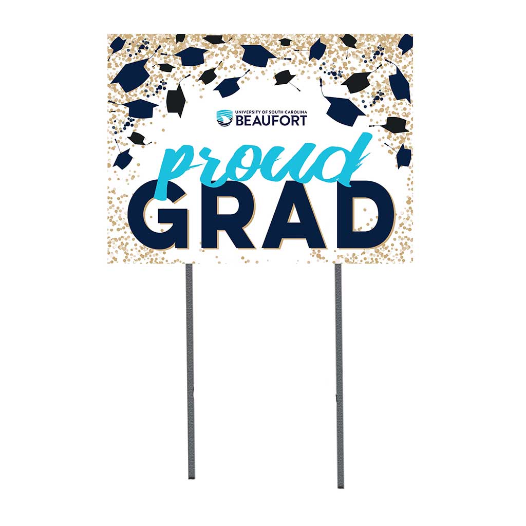 18x24 Lawn Sign Grad with Cap and Confetti South Carolina - Beauford Sand Sharks