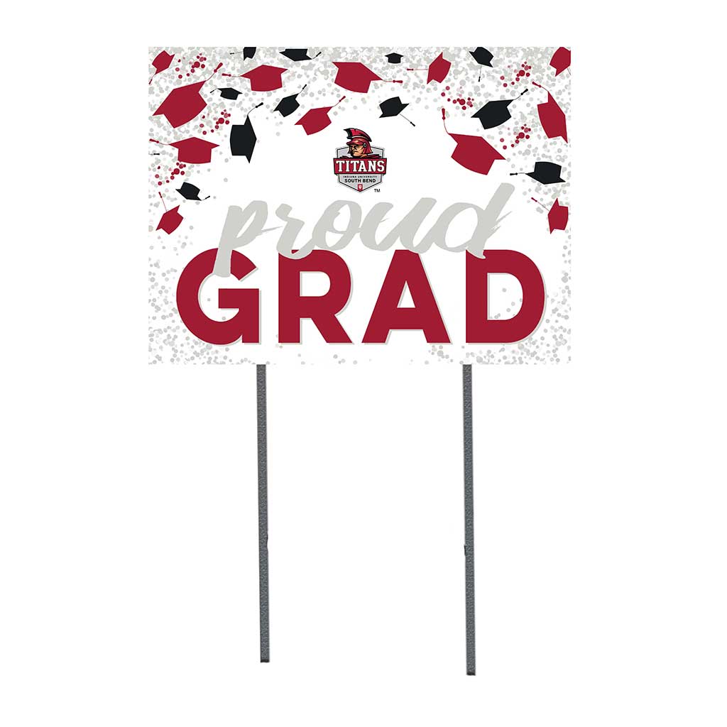 18x24 Lawn Sign Grad with Cap and Confetti Indiana University South Bend Titans