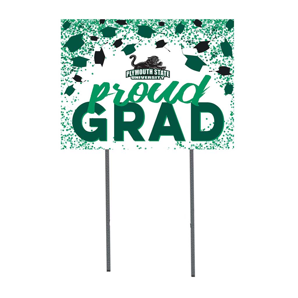 18x24 Lawn Sign Grad with Cap and Confetti Plymouth State University Panthers