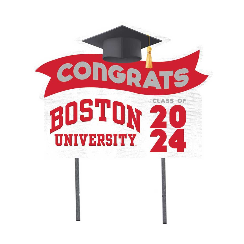 18x24 Congrats Graduation Lawn Sign Boston University Terriers