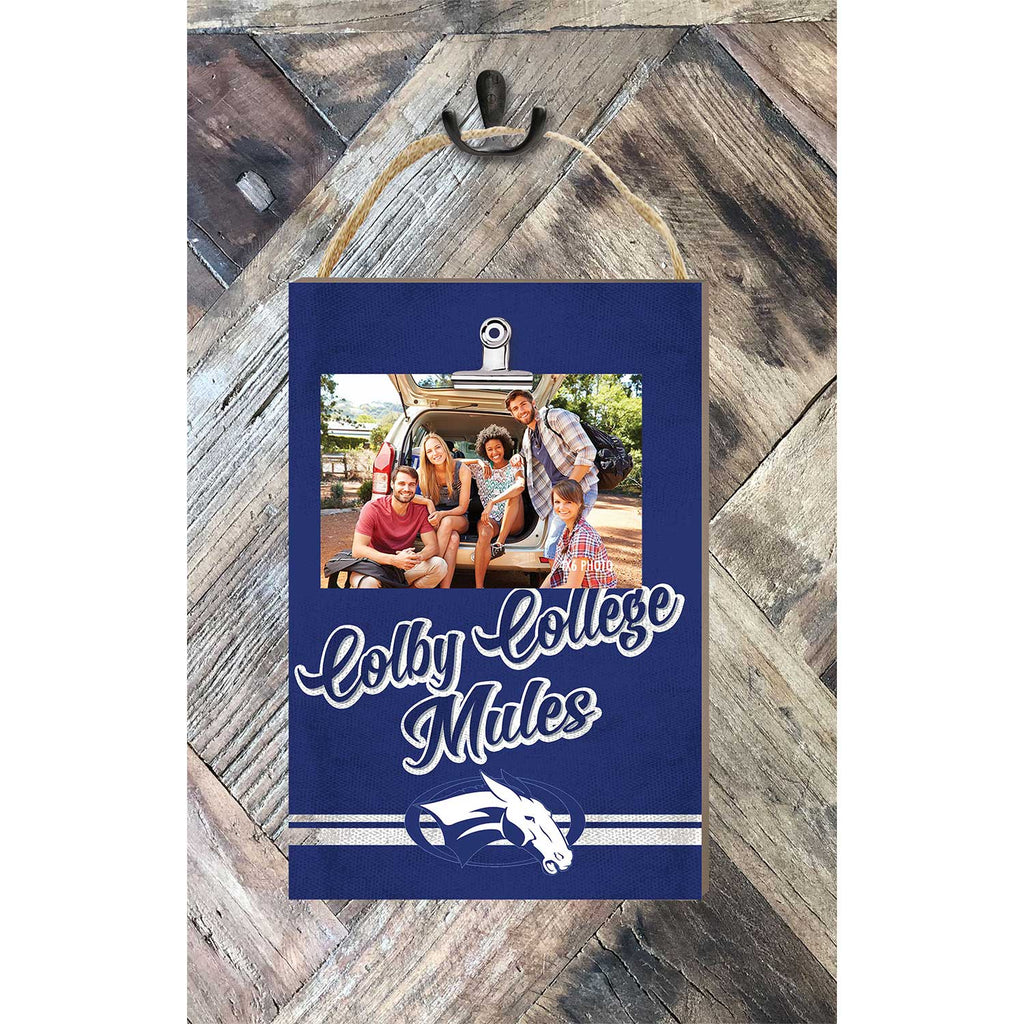 Hanging Clip-It Photo Colored Logo Colby College White Mules