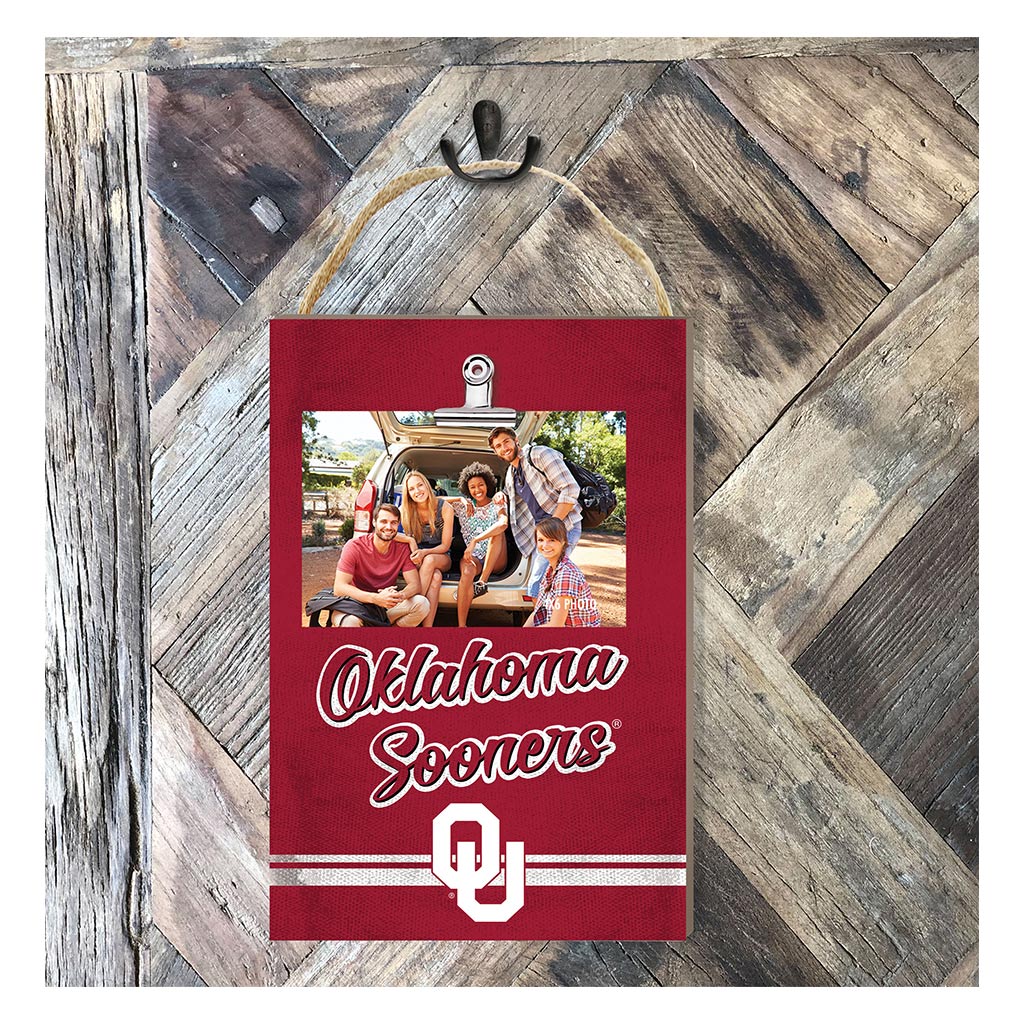 Hanging Clip-It Photo Colored Logo Oklahoma Sooners
