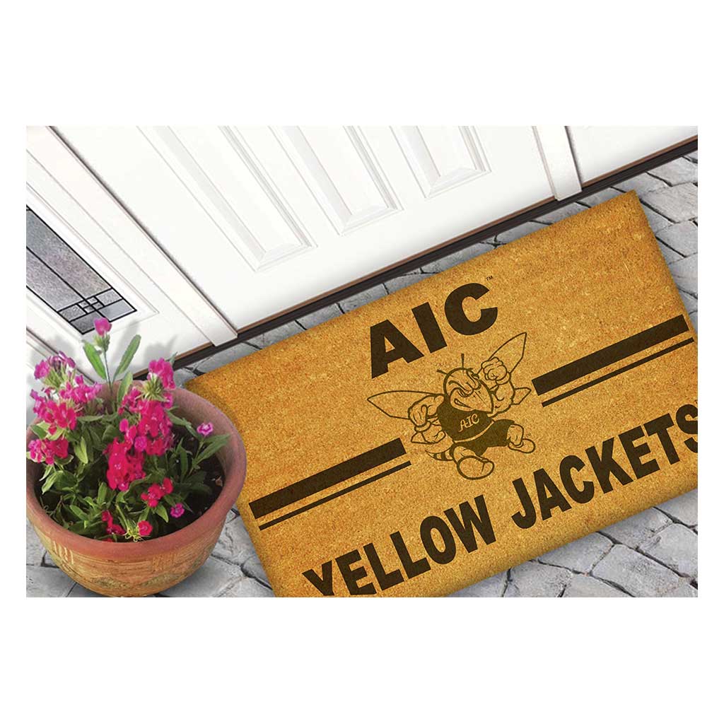 Team Coir Doormat Team Logo American International College Yellow Jackets